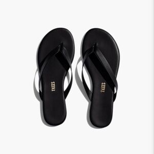 Tkees Boyfriend Black Leather Flip Flops Size 7 NWOB!